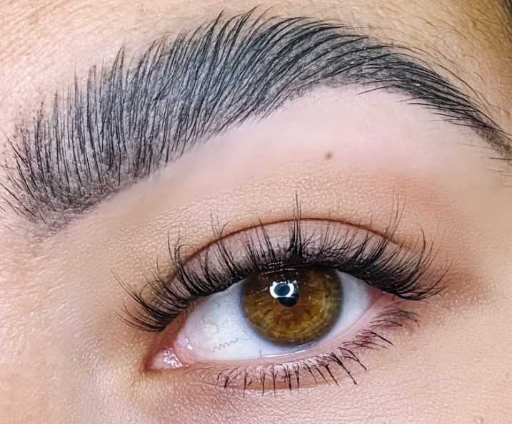 balaced volume cluster lashes on eye