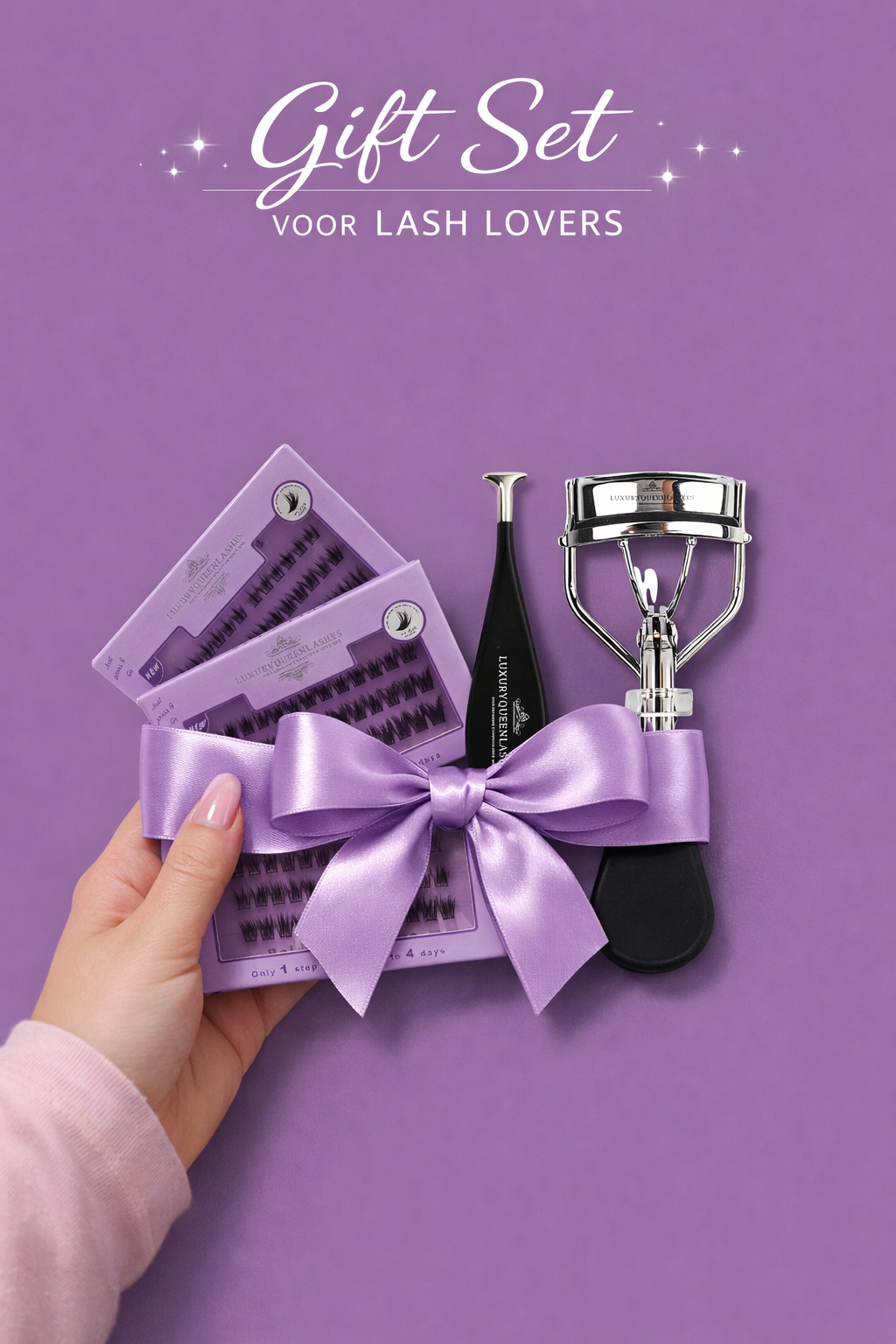Press-On Wimpers Set met Applicator & Wimperkruller | cadeau tip Luxuryqueenlashes