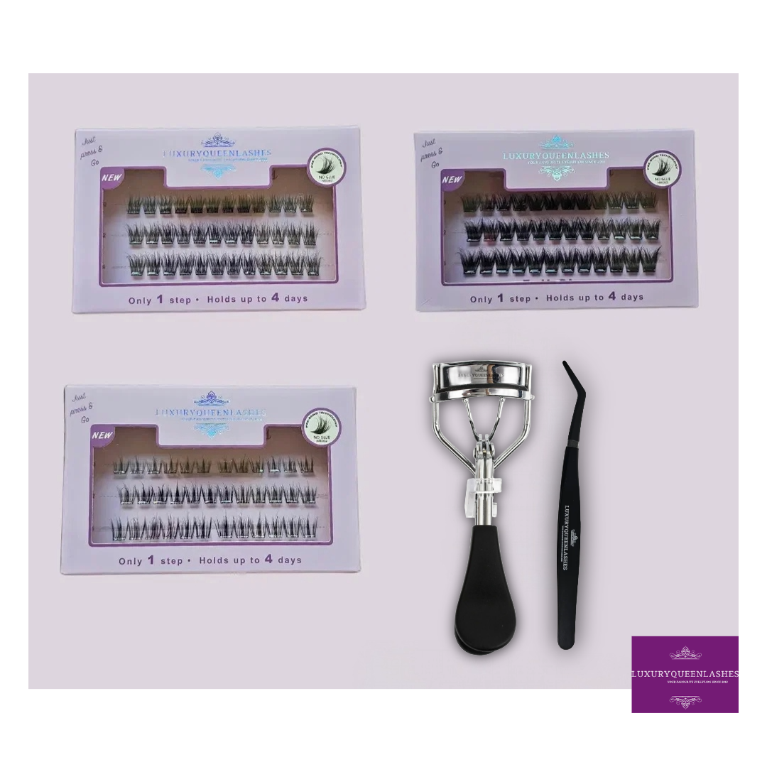 Queen Full Kit | 3x Press-On Lashes + Tweezer + Wimperkruller